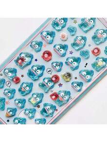 3D立体透明贴纸，日式可爱设计，梦幻甜美少女风，简约风格。采用可重复使用的高粘性背胶，安全无损粘贴。可装饰手机、笔记本电脑、水瓶等表面。（颜色随机发货）