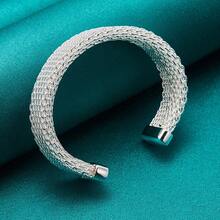925 Silver Plated Open Bangles For Women Wedding Party Fashion Charm Jewelry - Silver - View 2