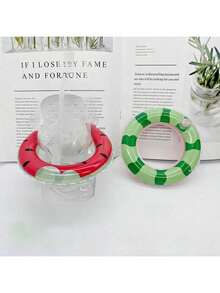 1个充气西瓜迷你游泳圈，冰淇淋杯架，奶茶杯底座，冰淇淋架，小型游泳圈玩具