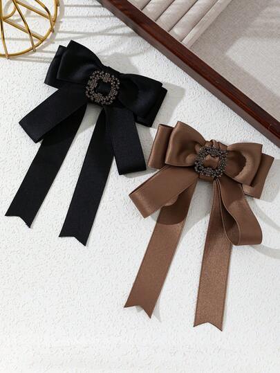 1 pezzo Elegante spilla in tessuto con fiocco e decorazioni floreali, accessori in metallo lucido, spilla/corsetto da donna, regalo di gioielleria, adatto per uso quotidiano, decorazione di borse, spilla da risvolto