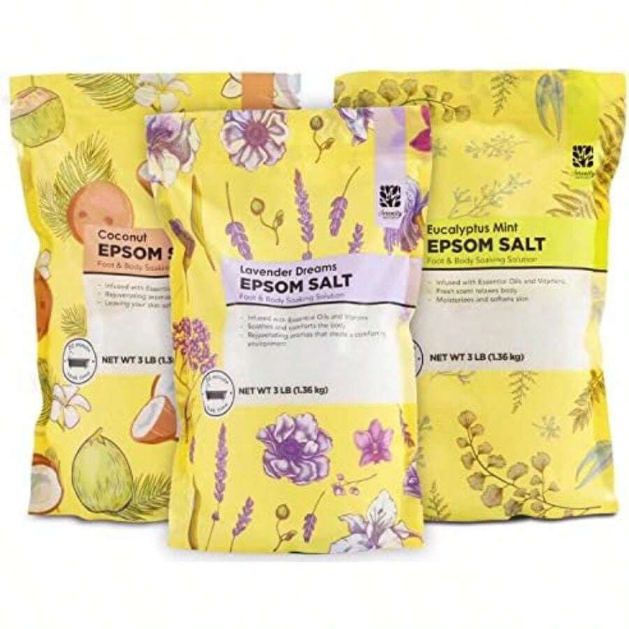 Epsom Salt for Soaking, Bath Salts with Lavender & Coconut & Eucalyptus Mint Scent 3 lb, Epsom Salts Bulk Spa Set for Women Relaxing for Christmas Gift 3 lb x 3 Pcs2(default) - Multicolor - Ver 1