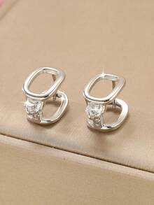 1 Pair Elegant Geometric Square Copper Micro-Inlaid Zirconia Earrings, Vintage Style, Gift For Women - Multicolor - View 21
