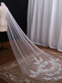 高品质三米汽车骨纱拖地发箍，配单层金属发梳和柔软网纱新娘发箍 - A - 查看 4