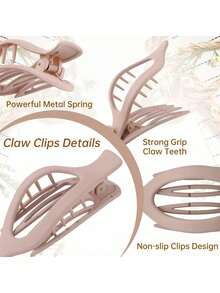 Women Flat Round Hair Clips , Non-Slip Hair Clips, Curved Design Vintage Simple Hair Accessories Clips, Claw Clips, Hair Claws, Clips For Hair, Hair Slide, Hair Barrettes, School Stuff Fashion Hair Clutch Elegant Hair Jaw Clip - Multicolor - View 5