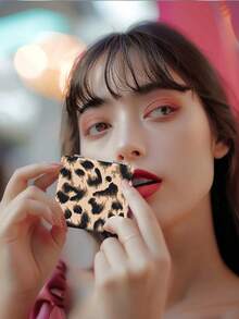 1pc Leopard Print Compact Mirror - Flip-Open Double-Sided Portable Makeup Mirror, Shatterproof Glass Surface, Black Frame With Gold Tone Hinges, Foldable Design, Suitable For Travel, Dorm, Vanity - Fashionable & Durable Black & Gold Animal Print Mirror, Great For Women & Girls, Ideal Gift - Multicolor - View 6