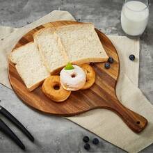 单件装 16 英寸 x 12 英寸相思木披萨铲，带手柄 - 大型圆形餐盘，带长柄圆形托盘，相思木切菜板和熟食板，食品托盘，木质砧板，适用于餐厅、厨房、餐桌，可用于盛放奶酪、肉类等，情人节礼物，女士礼物，乔迁礼物 - 查看 8