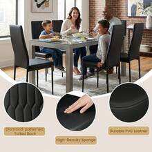 Set Of 6 Dining Chairs, Kitchen Dining Chairs, Upholstered, Ergonomic Backrest, Up To 120 Kg - Black - View 4