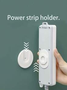 1pc Power Outlet Holder/Cable Organizer/Mounting Bracket, Seamless Wall-Mounted Plug Hook/Multi-Function Storage Rack. No Drilling Required; Just Peel And Use.