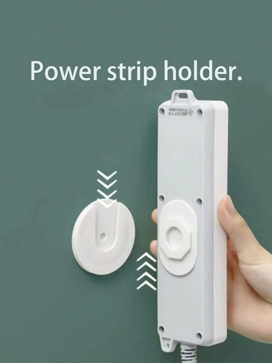 1pc Power Outlet Holder/Cable Organizer/Mounting Bracket, Seamless Wall-Mounted Plug Hook/Multi-Function Storage Rack. No Drilling Required; Just Peel And Use.