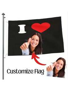 1pc Customized "I Love" Theme Flag, Custom Flag, American Flag, Customizable With Photos And Text, Also Suitable For Custom Tapestry, Garden Flag