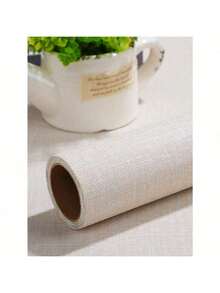 1卷亚麻纹理稻草墙纸，自粘可移除墙纸，防水布纹墙纸，适用于卧室、橱柜、客厅、浴室、厨房 - 现代农舍风格，家居装饰，DIY爱好者 - 米色 - 查看 14