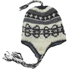 Wool Hand Knit Unisex Fleece Lined Ear Flap Beanie Sherpa Cap Hat Nepal - Multi - Ver 3