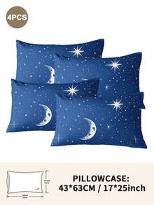 1pc/2pcs/4pcs Polyester Star & Moon Pattern Pillowcase (Pillow Insert Not Included), Soft & Comfortable, Suitable For All Seasons - Multicolor - View 50