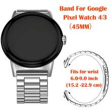 Dây đeo kim loại tương thích với Pixel Watch 4/3, đường kính 45mm, không khe hở, dây đeo cổ tay bằng thép không gỉ có thể điều chỉnh, dành cho nam giới và doanh nhân, thay thế cho Pixel Watch 4 3. - Đồng hồ Pixel 4/3 45mm - Xem 4