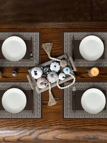 1/2/4/6/8 件套 - 优雅纯棕色餐垫、桌旗，简约中式风格 - 适用于节日宴会和日常厨房、餐厅、杯垫、长方形装饰、家居装饰、完美礼品餐垫、派对餐垫、壁炉架装饰巾、玻璃门窗帘装饰、玄关装饰、餐桌装饰、房间装饰、床罩、新年装饰、马年装饰 - 棕色 - 查看 8