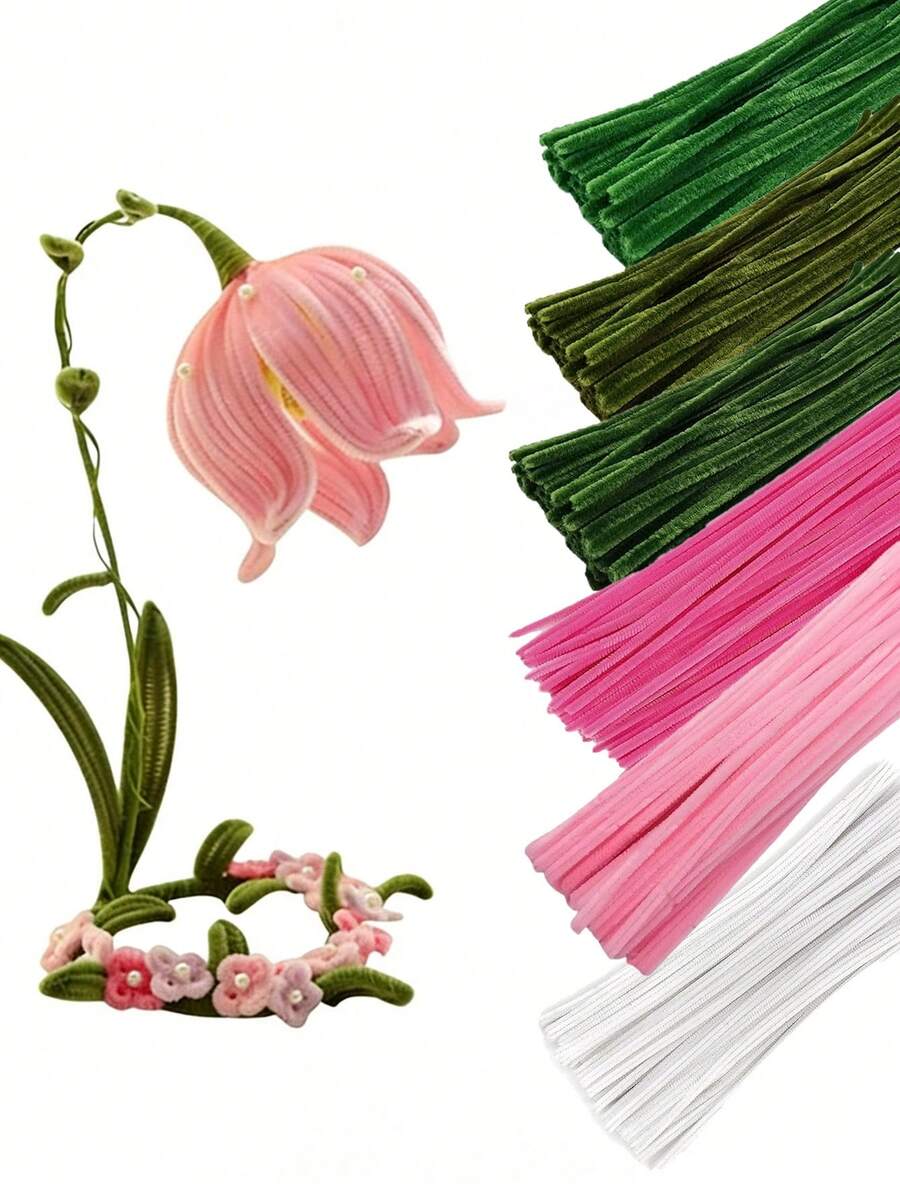 100pcs Colored Pipe Cleaning Sticks For Art And Craft Projects, Creative DIY Decoration, Art, Teaching Aids, Pipe Cleaning. Can Be Made Into Puppets, Flowers, Vegetables, Animals, Gift Wrapping, And Holiday Decorations. - Multicolor - View 1