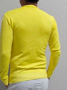Men's Cold Weather Blouse | Men's Knitted Sweater | Winter Knitted Wool Pullover Long Sleeve V-Neck - 黃色 - 查看 9