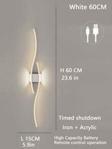Cordless Wall Sconce With Remote - Modern Wave Pattern, 3 Lighting Modes, Rechargeable, No Wiring Needed, Ideal For Dining Room/Office/Bedroom Ambient Light - Multicolor - View 12