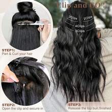 Clip In Hair Extensions 16 CLips 24Inch Long Water Wave Hair Extension For Women Full Head Synthetic Hair Extensions Hairpieces - Multicolor - View 7