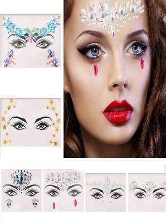 New Face Stickers, Eyebrow Center Face Stickers, Face Gems, Diamonds, Eyebrow Center Diamond Accessories, Diamond Face Stickers