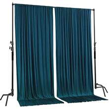 AK TRADING CO. 10 Feet x 10 Feet Light Green Polyester Backdrop Drapes Curtains Panels with Rod Pockets - Wedding Ceremony Party Home Window Decorations(Verde azulado oscuro) - Multicolor - Ver 2