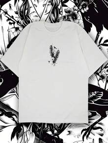 Men's Summer Sports Dark Graphic Print Round Neck Short Sleeve T-Shirt, Casual Short Sleeve - White - View 5