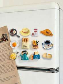 6 piezas Imanes de nevera 3D de comida, imanes decorativos lindos para refrigerador, imanes personalizados adecuados para cocina, pizarra de oficina, gabinete de almacenamiento, lavavajillas, decoración de cocina, decoración del hogar, regalo del Día de la Madre - Multicolor - Ver 11