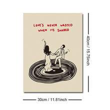 1幅装裱/未装裱复古唱片机图案跳舞情侣帆布海报，音乐主题酒吧墙面艺术印刷品，简约美学装饰画，复古风格，适合音乐爱好者、宿舍、客厅、卧室、现代家居装饰 - 黑色 - 查看 12