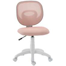 Ergonomic Office Chair With C-Shaped Backrest, Height Adjustable, Pink - Black - View 8