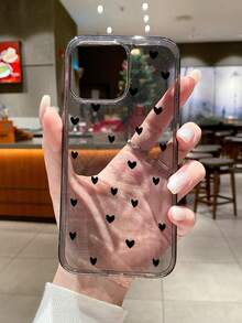 Modischer funkelnder schwarzer Herz-Muster mit Bling-Effekt, TPU-Material, schwarze transparente Handyhülle, mit feinem Glitzer, hochwertige transparente Schutzhülle kompatibel mit iPhone-Hülle, Handyhülle, Hülle 17 Pro Max, Covers, süße Handyhülle, Hülle für 11/14/15/16 ProMax. Perfektes Valentinstags-Geschenk, Neujahrgeschenk für Frauen - Schwarz - Übersicht 9