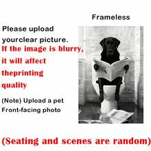 Personalized Pet Design, Depicting A Pet Sitting On The Toilet Reading A Newspaper, Black And White Pattern, Pet Gift, Gift For Friends And Family (Random Scene) - Multicolor - View 19