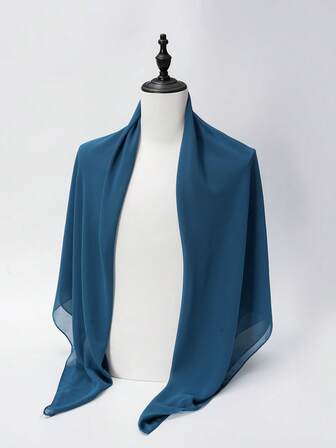 1pc Women's Solid Color Chiffon Square Scarf, Casual Shawl Suitable For Daily Use, 110*110cm