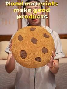 1pc Cookie Shaped Decorative Throw Pillow, Interesting Accent Cushion For Seat, Bed, Sofa, Suitable As Holiday Or Birthday Gift - Coffee - View 5