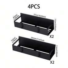 LIVINGANDHOME Living And Home Matte Black Magnetic Fridge Storage Rack Multi Pack Carbon Steel Iron Space Saving Organizer - Style-b 4Pcs - View 10