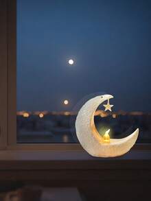 1pc Ramadan Lantern Decor, Flameless Candle Lantern, Eid Mubarak Moon & Star Lights, Home Tabletop Decoration - Multicolor - View 6