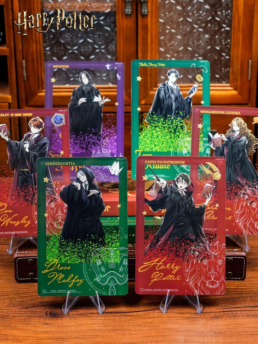 1Box Transparent Harry Potter Acrylic Postcards, Harry Potter, Malfoy, Hermione, Snape, Graffiti Entertainment Games,And Other Party Entertainment Game Cards, Photo Pass Through Card, Birthday Gifts,DIY Card Gifts - Multicolor - View 1