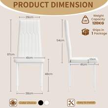 Set Of 4 Dining Chairs, Kitchen Dining Chairs, Upholstered With Ergonomic Backrest - White - View 2