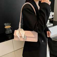 Bolso de hombro pequeño para mujer, bolso de mano de moda, bolso de mano bajo el brazo con bufanda de diseñador - Rosa - Ver 3