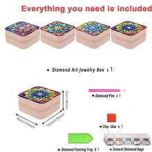 1件装DIY曼陀罗花卉主题钻石画女士旅行首饰盒，迷你首饰旅行收纳盒，戒指项链PU皮革收纳盒，女士必备，派对或节日生日礼物 - 單件 - 查看 4