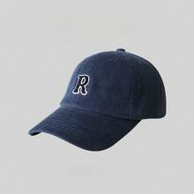 Gorra de béisbol de pana otoño invierno unisex estilo coreano suave gorra de pico de pato - Azul marino - Ver 11