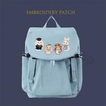 6片可爱熊猫脸刺绣贴纸，适用于包包/笔记本DIY装饰，刺绣布贴，服装贴片，熨烫式自粘贴纸