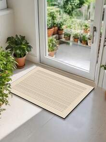 【热销！】1 件装软橡胶厨房地垫，3.5 毫米厚，米色条纹拼接奢华简约风格吸水厨房地垫地毯，可自行裁剪以适应厨房尺寸，表面织物材质，中间海绵层，底部橡胶层，适用于厨房地毯、厨房装饰、婚礼装饰、家居装饰、浴室地垫、玄关地垫、洗衣房地垫、走廊地毯、客厅地垫等。