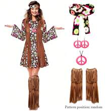 Set di costumi hippie anni '70/'60, accessori da donna anni '70, abito da discoteca per ragazze, giacca da equitazione, set di accessori leggings, abbigliamento da donna per l'autunno - Multicolore - Visualizzare 2