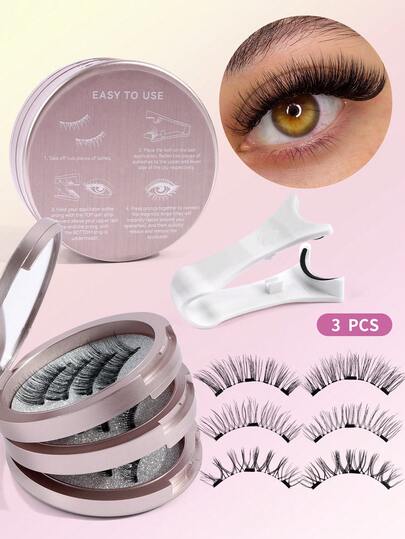 MAANGE 3 Paia di ciglia finte magnetiche con cartoni animati con applicatore magnetico / Opzionale 10 paia di ciglia finte naturali e soffici, allungano l'angolo esterno, ingrandiscono gli occhi, effetto trucco naturale, riutilizzabili, con applicatore professionale, senza bisogno di colla, facili da rimuovere, comfort tutto il giorno, confezione rosa, regalo per le donne, adatto per casa o esterno, regalo ideale, può essere indossato a scuola, festa, viaggio