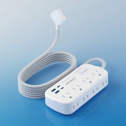 Fast Charging Multi-Outlet Power Strip Charger Charging Station Flat Plug Surge Protector Power Strip (1080J) 8 AC Outlets 4 USB Charger (2 USB-C) Waksmart 5 Ft Flat Braided Extension Cord Compact Desk Charging Station Wall Mount For Office School Dorm Travel Valentine's Day Gift