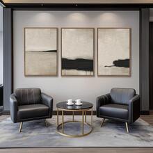三件套，现代简约帆布墙画，米色和黑色纹理抽象画，无框，艺术装饰，经典现代风格，室内外皆宜，春夏季节适用，帆布墨水，竖幅，适用于家庭办公室、浴室、客厅、卧室、餐厅 - 彩色 - 查看 1