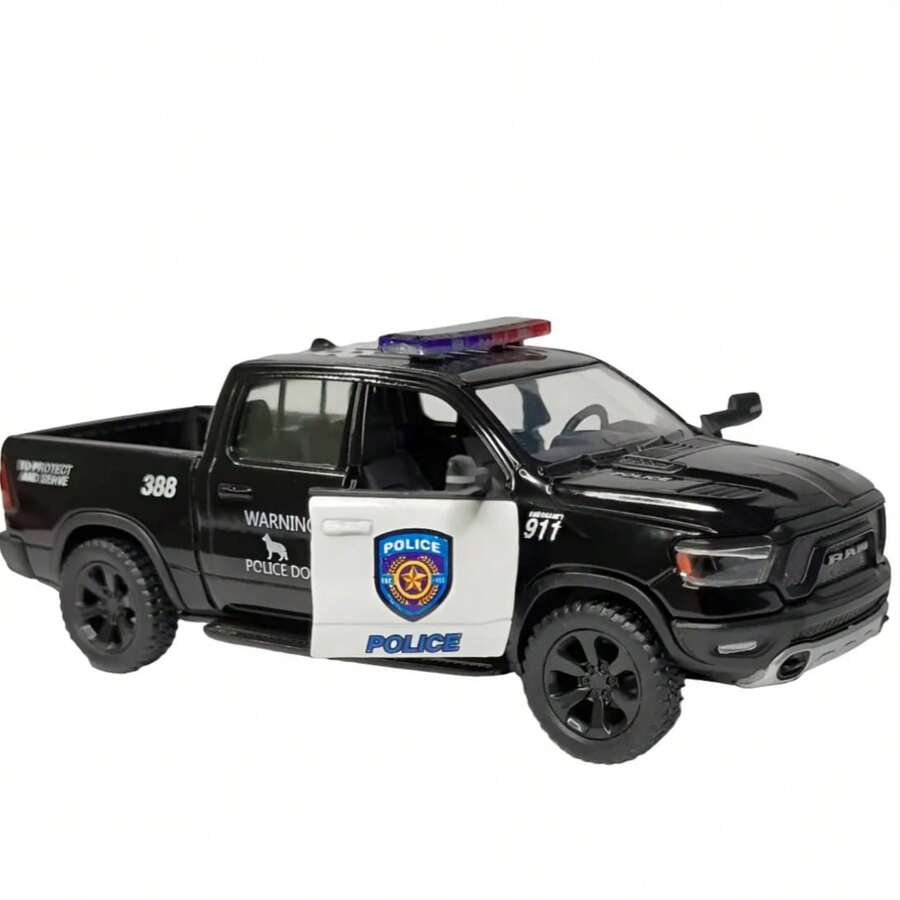 Action Figure Miniature Ram 1500 Lisa Die-Cast Truck With Friction Drive. - Black and White - View 1