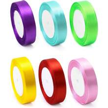 6 Rollos Liston Satinado 2.5 cm Cinta de Saten de Alta Densidad para Manualidades Color Solido 25 Yardas Ideal para Bodas Cumpleaños Ramos Decoracion de Regalos y Proyectos DIY - 6 piezas - Ver 7