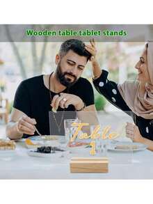 6/12/24pcs Wood Acrylic Sign Holders | Table Card Display Stands, Perfect For Wedding, Engagement, Bridal Shower, Birthday, Prom, New Year, Thanksgiving, Easter - Multicolor - View 6