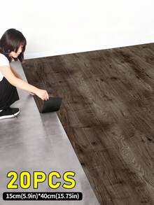 20/50片装自粘地板贴纸，木纹IXPE地板砖，加厚耐磨，防水防滑，易于清洁和安装，DIY家居装饰复古木纹壁纸，适用于客厅、厨房、餐厅、宿舍和卧室的装饰。 - 彩色 - 查看 15